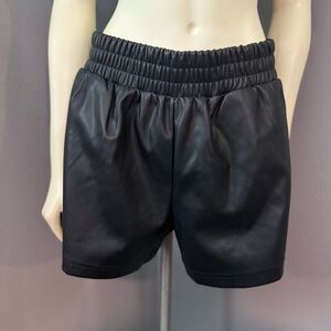 Black Faux Leather Women's Shorts